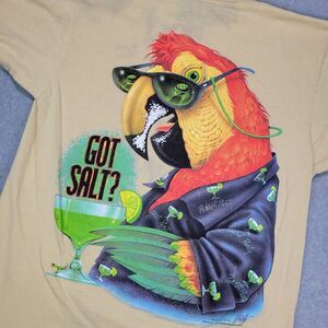 Caribbean Soul Vintage 1980s T-Shirt Men's Size L Yellow Parrot‎ Party Got Salt